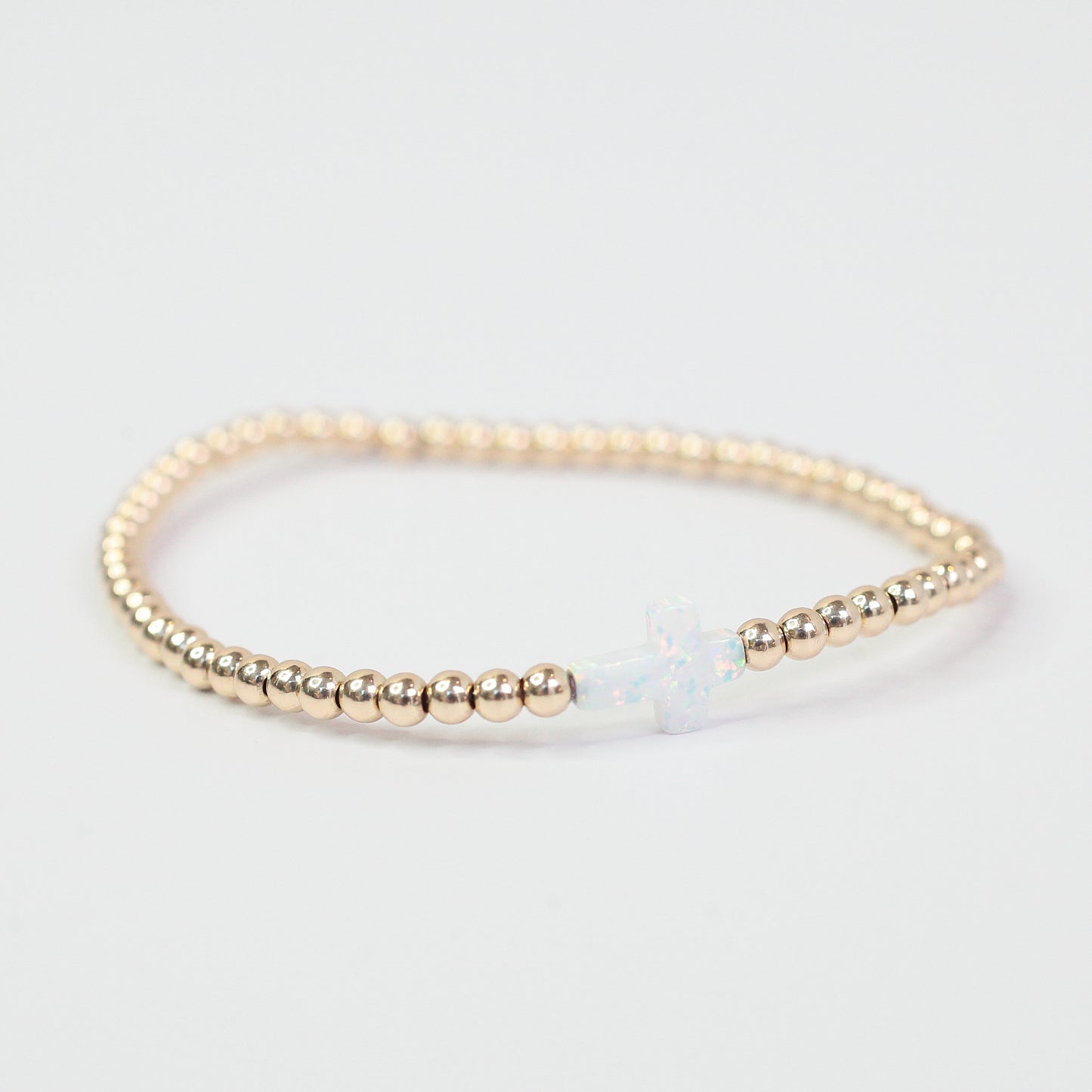 Cross Bracelet - White Opal