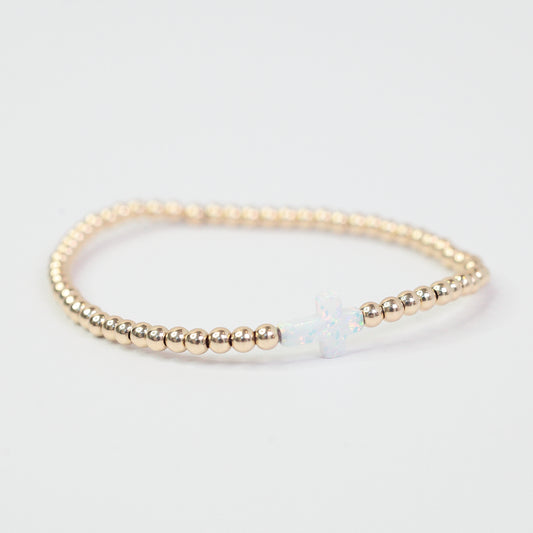 Cross Bracelet - White Opal